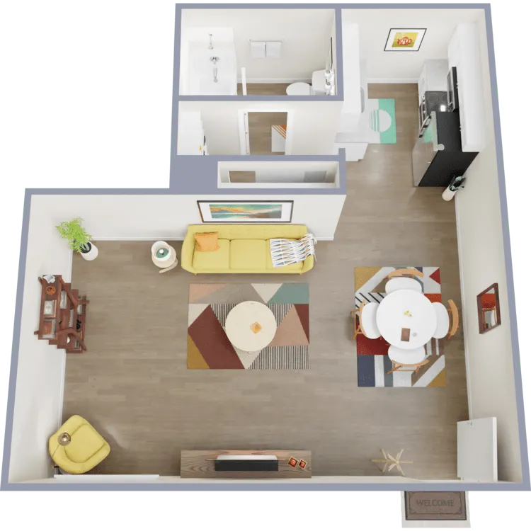 S1 Classic floor plan featuring studio bedroom 1 bathroom