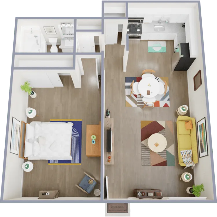 A2 Classic floor plan featuring 1 bedroom 1 bathroom
