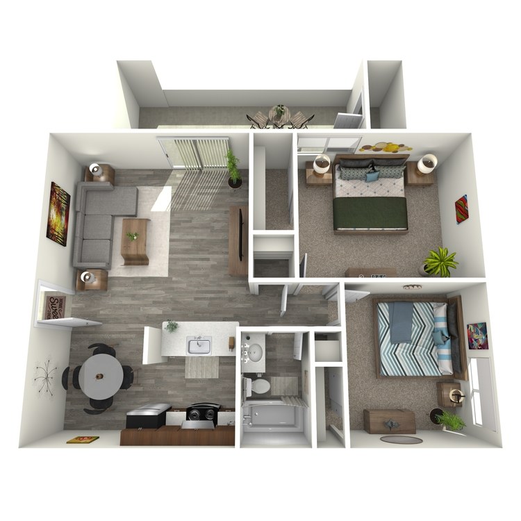 B1 Renovated floor plan featuring 2 bedrooms 1 bathroom