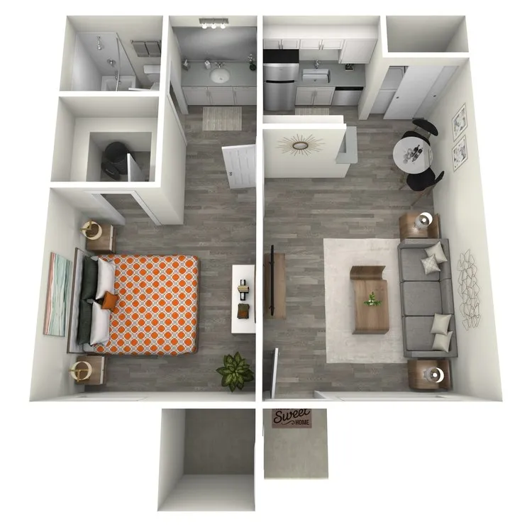 A1 Classic floor plan featuring 1 bedroom 1 bathroom