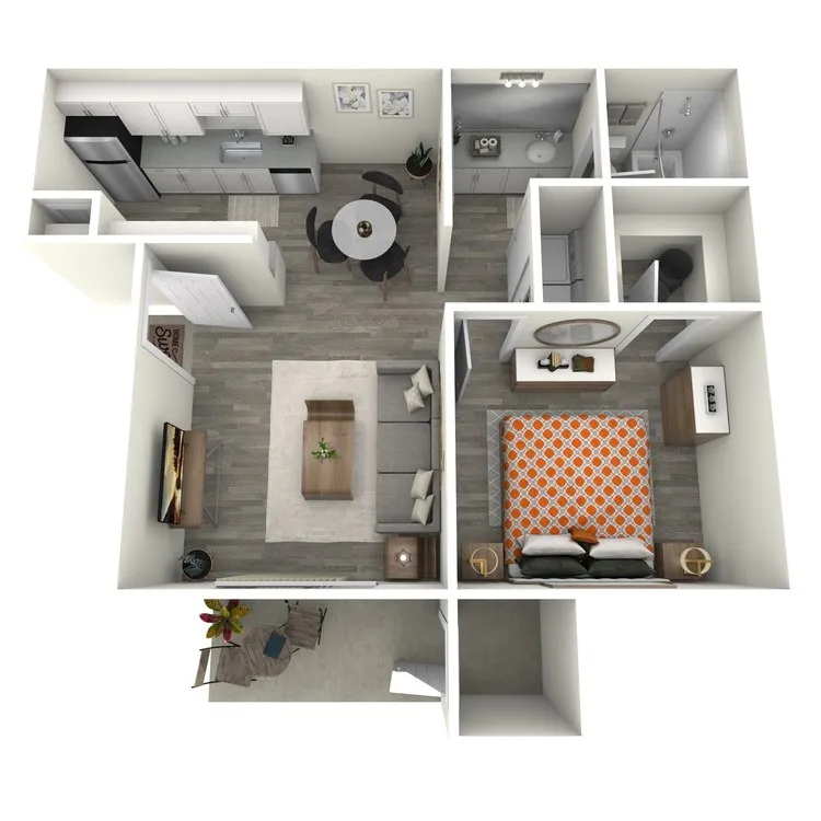 A2 Renovated floor plan featuring 1 bedroom 1 bathroom