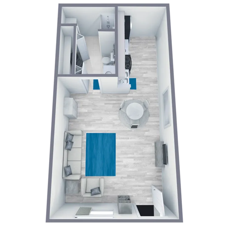 S1 Classic floor plan featuring studio bedroom 1 bathroom