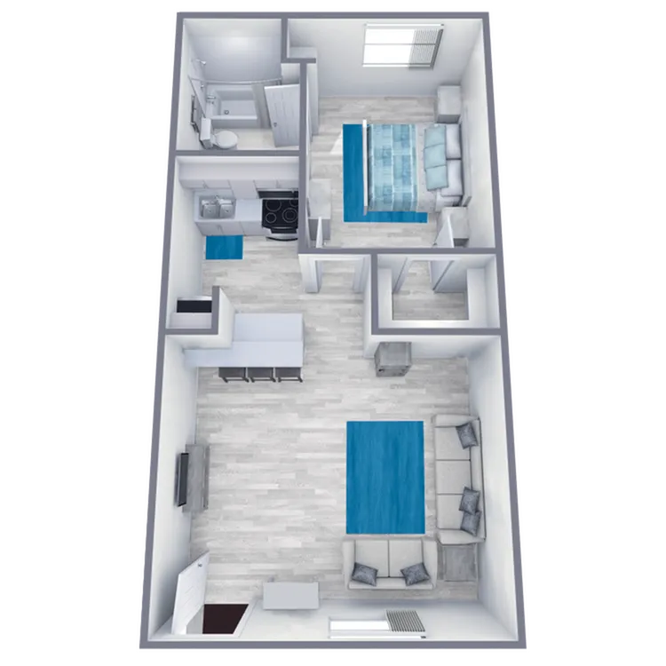 A1 Classic floor plan featuring 1 bedroom 1 bathroom