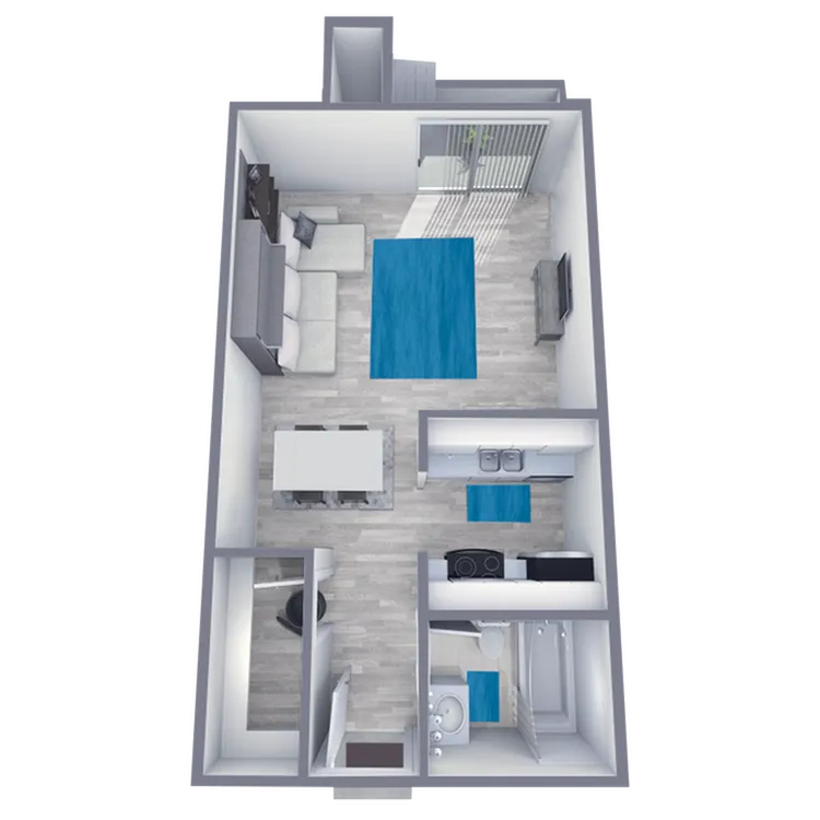 S1 Upgrade floor plan featuring studio bedroom 1 bathroom