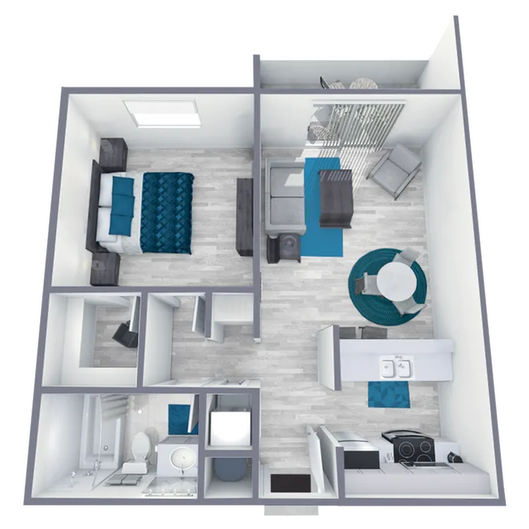 A1 Classic floor plan featuring 1 bedroom 1 bathroom