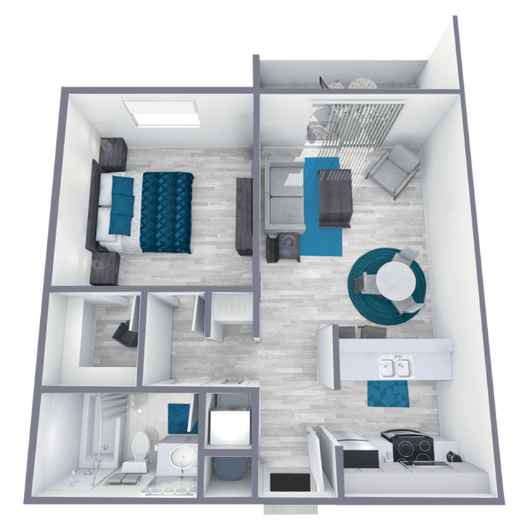 A1 Renovated floor plan featuring 1 bedroom 1 bathroom