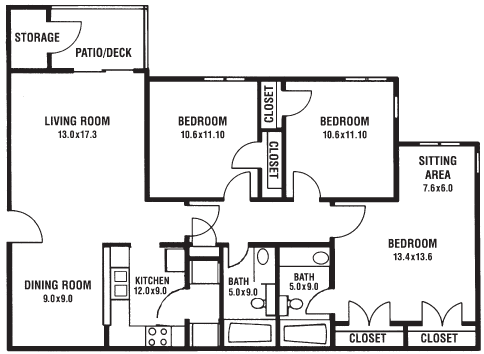 C1 - 3 Bed 2 Bath