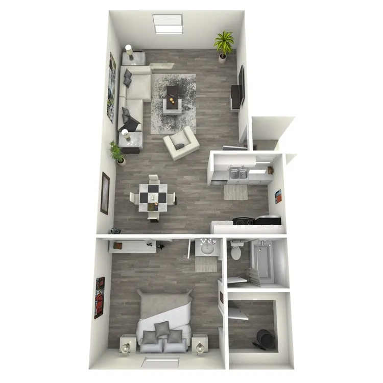 A1 Renovated floor plan featuring 1 bedroom 1 bathroom