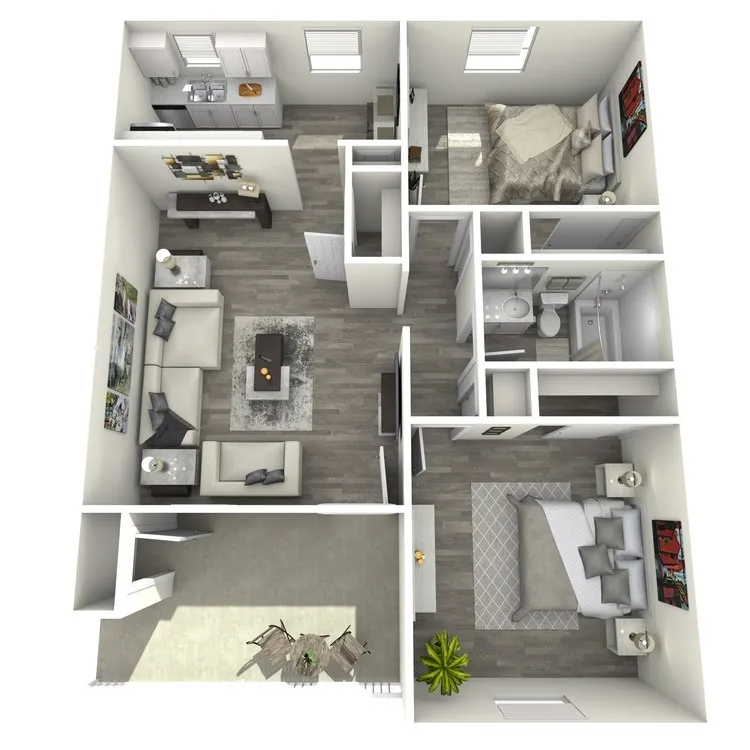 B1 Partial floor plan featuring 2 bedrooms 1 bathroom