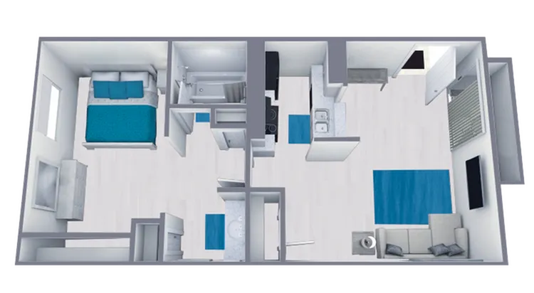 A1 Partial floor plan featuring 1 bedroom 1 bathroom