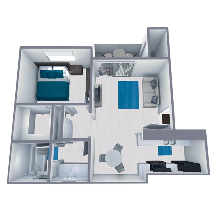 A2 Classic floor plan featuring 1 bedroom 1 bathroom