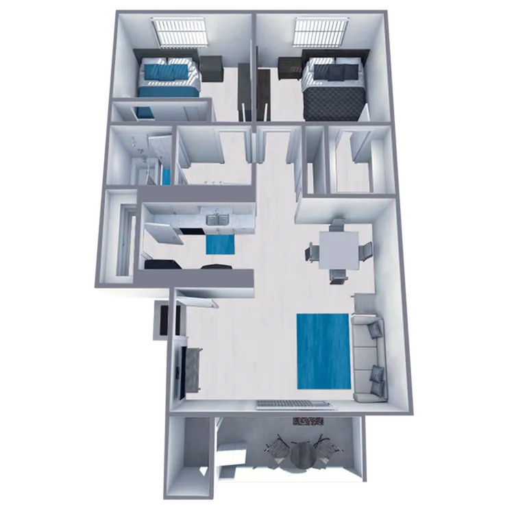 B1 Partial floor plan featuring 2 bedrooms 1 bathroom