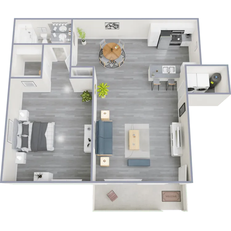 A1 Classic floor plan featuring 1 bedroom 1 bathroom