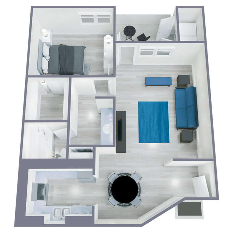 A1 Classic floor plan featuring 1 bedroom 1 bathroom