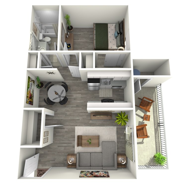 A1 Classic floor plan featuring 1 bedroom 1 bathroom