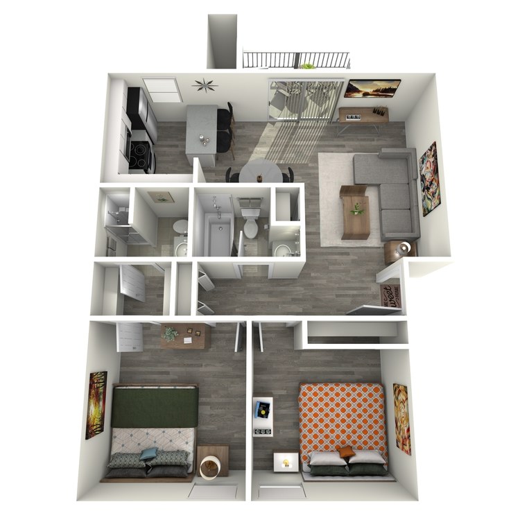 B2 Upgraded floor plan featuring 2 bedrooms 2 bathrooms