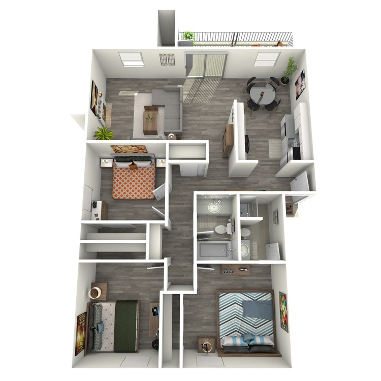 C1 Renovated floor plan featuring 3 bedrooms 2 bathrooms