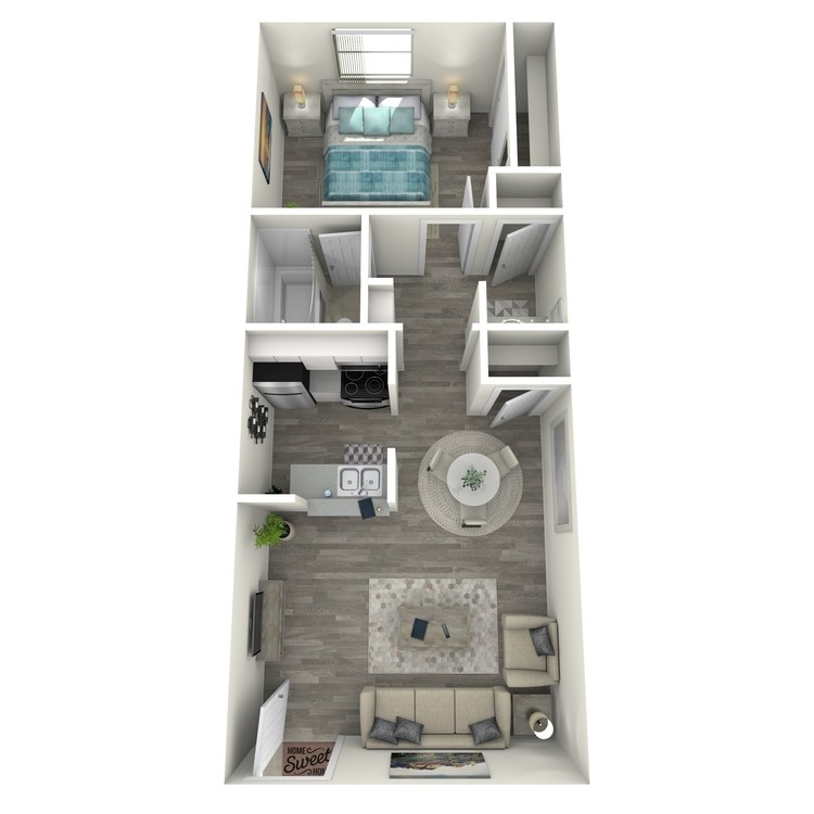 A1 Renovated floor plan featuring 1 bedroom 1 bathroom