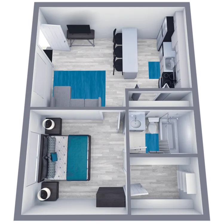 A1 Classic floor plan featuring 1 bedroom 1 bathroom