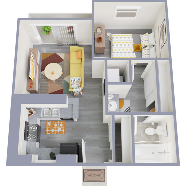 A1 Partial floor plan featuring 1 bedroom 1 bathroom