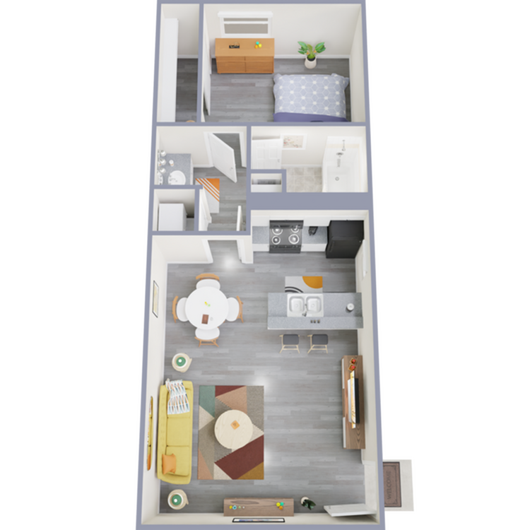 A2 Classic floor plan featuring 1 bedroom 1 bathroom
