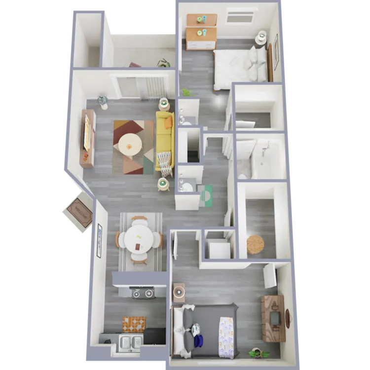 B1 Upgrade floor plan featuring 2 bedrooms 1 bathroom