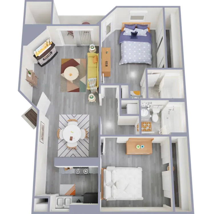 B2 Upgrade floor plan featuring 2 bedrooms 2 bathrooms