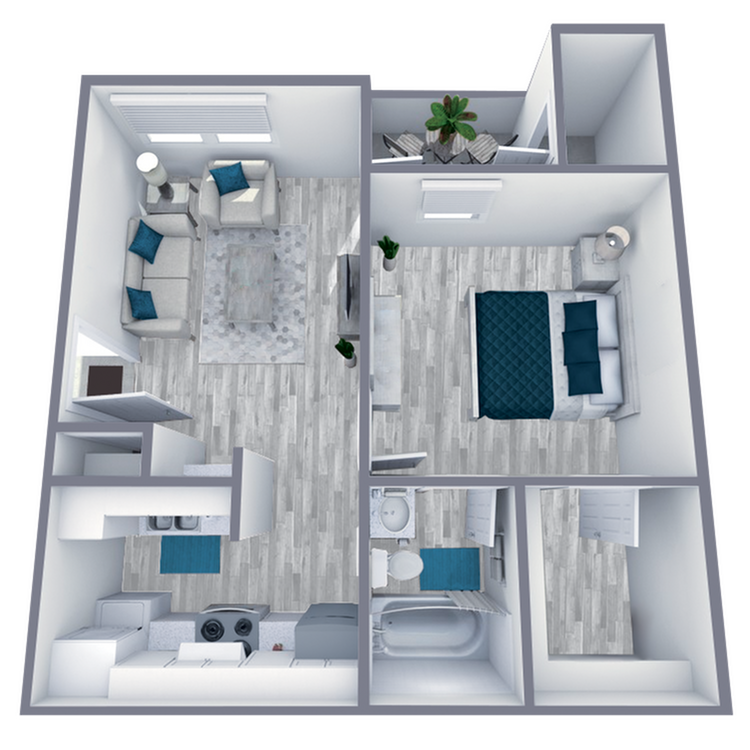 A2 Renovated floor plan featuring 1 bedroom 1 bathroom