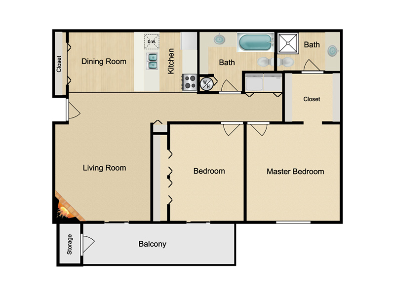 B1 Silver floor plan featuring 1 bedroom 1 bathroom