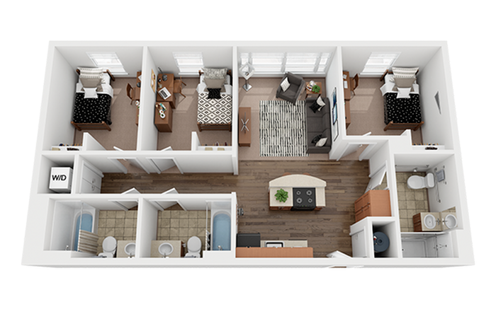 The Ashe | 3 Bed Apartment | Valentine Commons