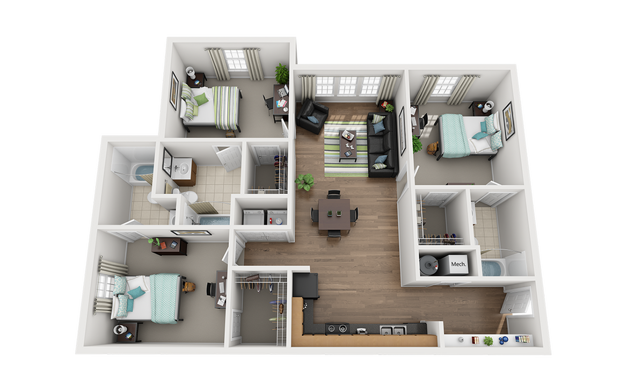 Gamecock Village 3x3 Floor Plan