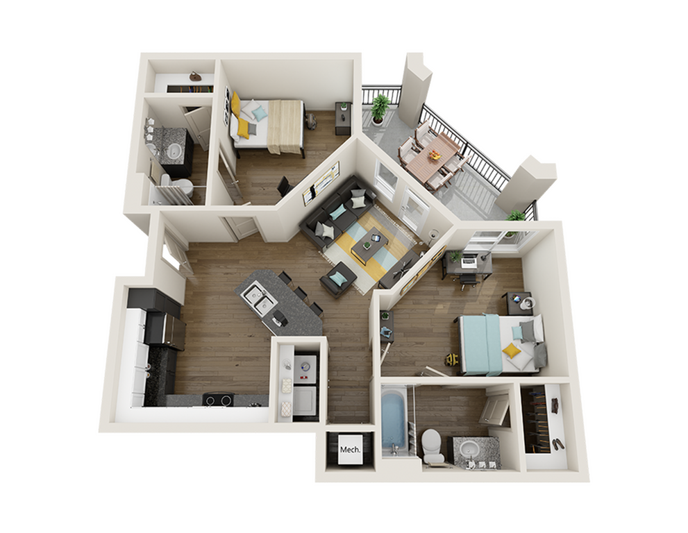 B2 2 Bed Apartment Signature at Hartwell Village