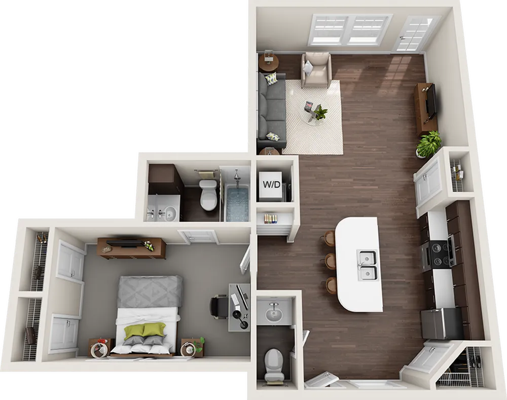 The Avenue at Norman 1 Bedroom Flat Floor Plan