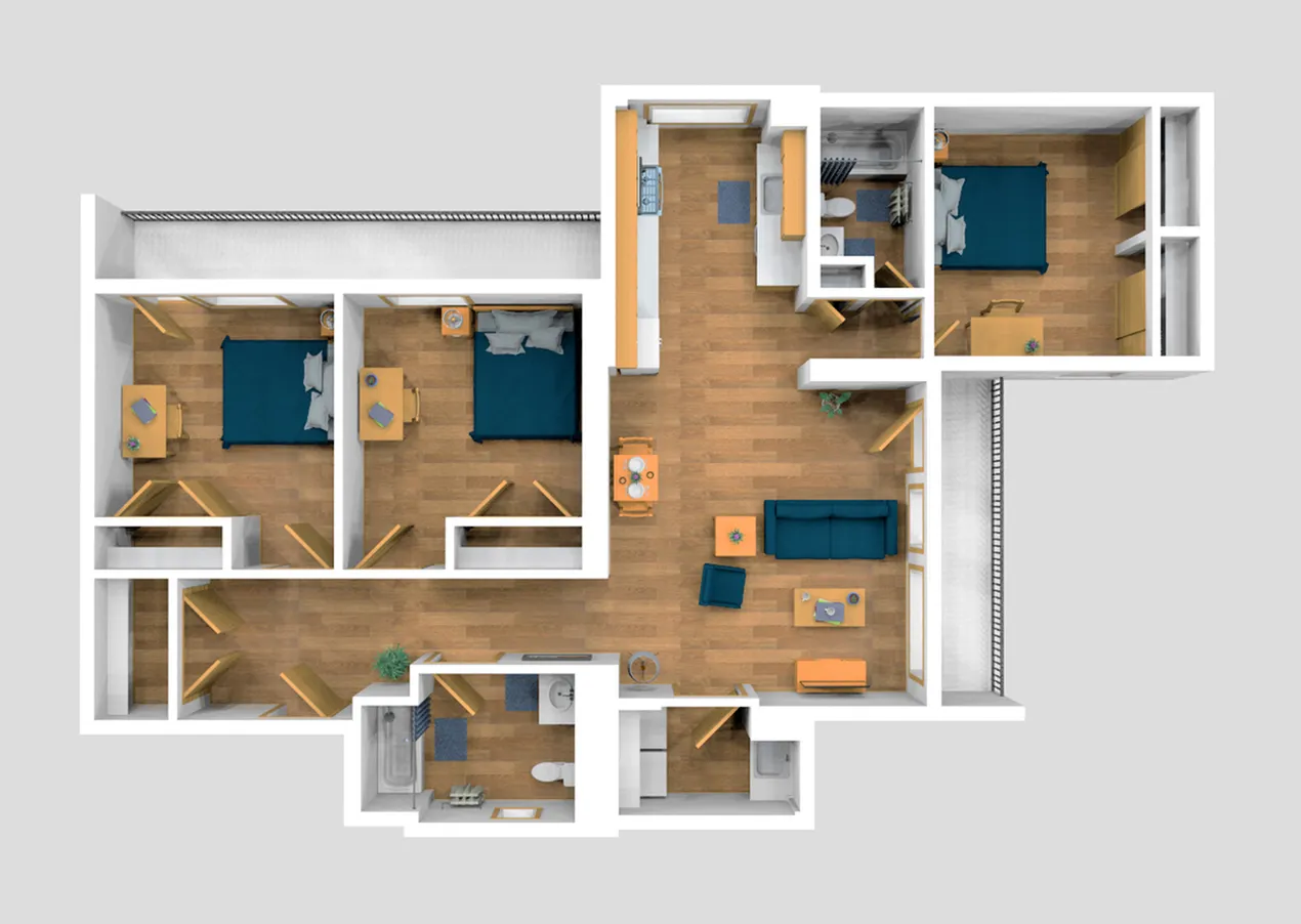 Riviera Three -Bedroom Remodeled