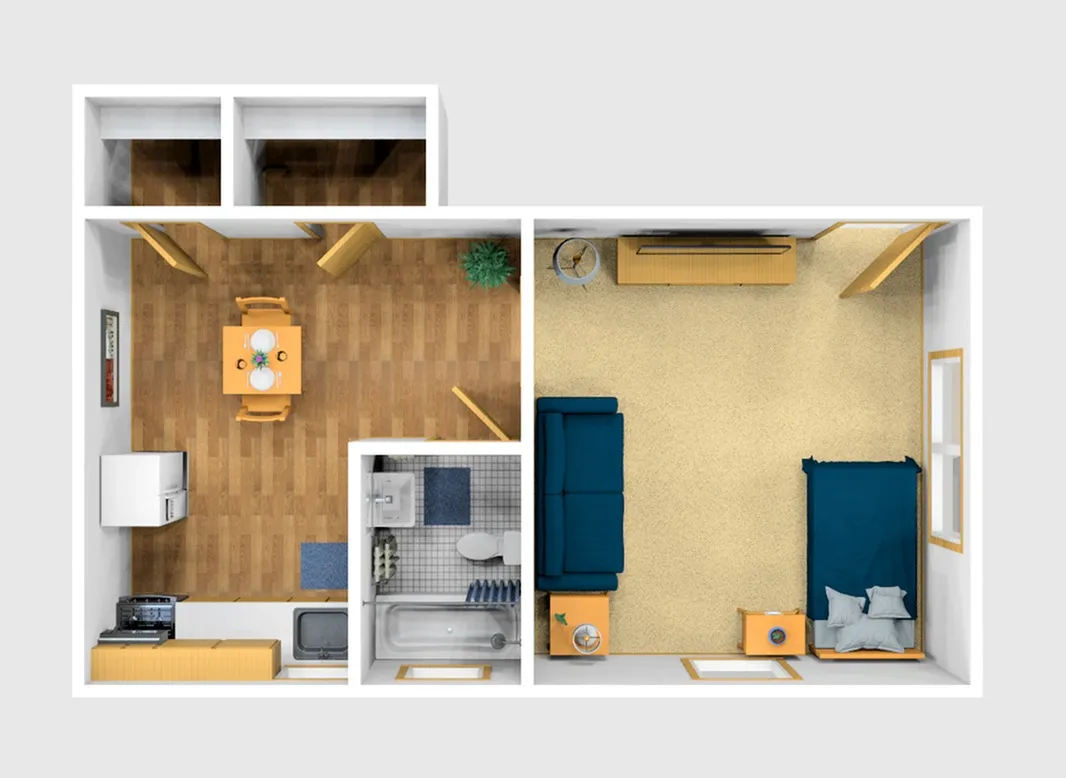 Studio Furnished 3D View