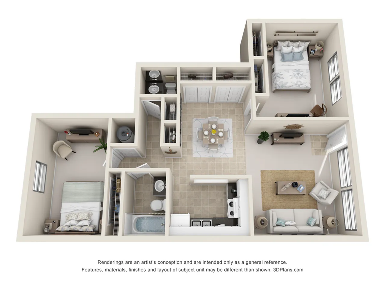 2 BEDROOM, 1.5 BATH
