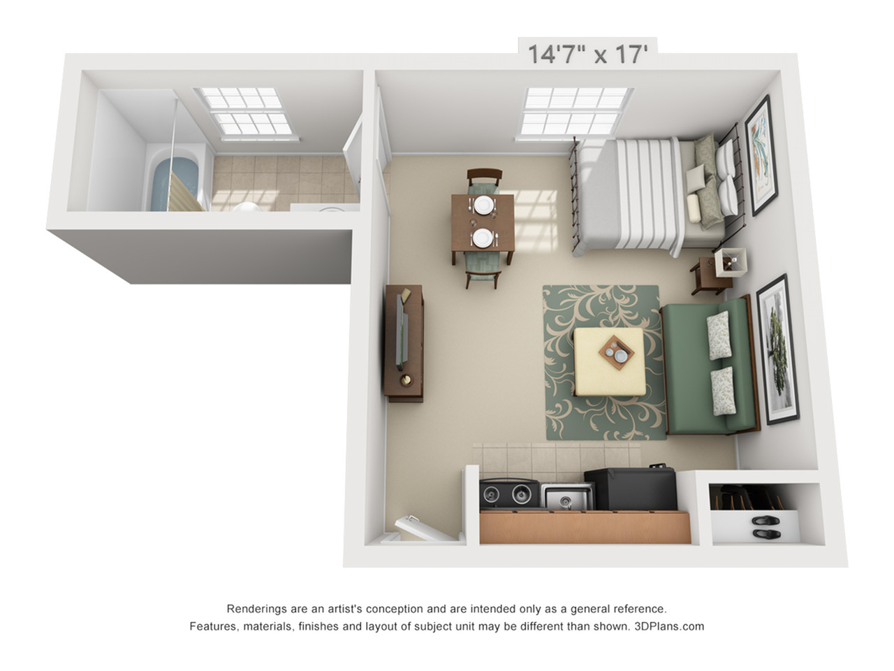 SMALL STUDIO - 250 SF