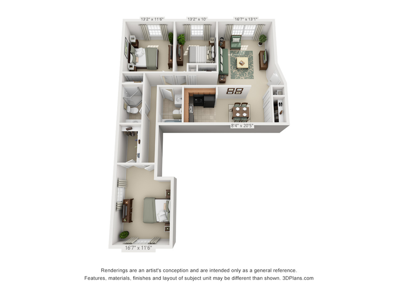 3 BED W/ FULL 2ND BATH - 1,100 SF