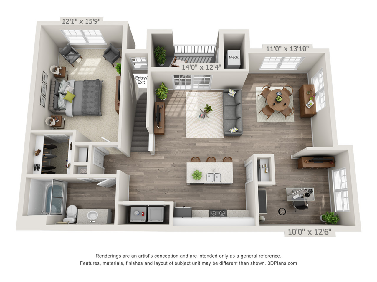 one bed one bath den The Glades at Hamilton Greene