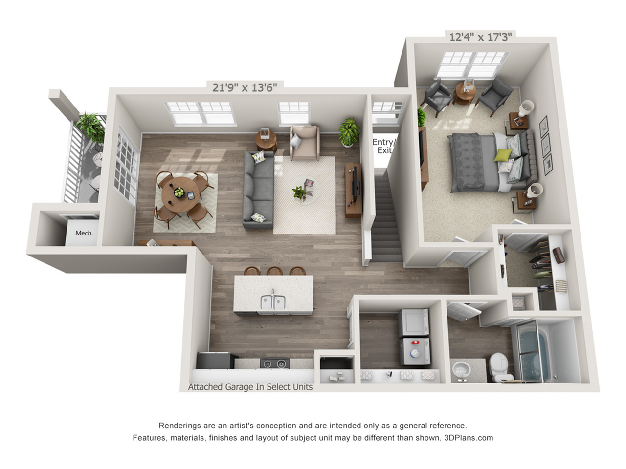 one bedroom with garage at The Glades at Hamilton Greene