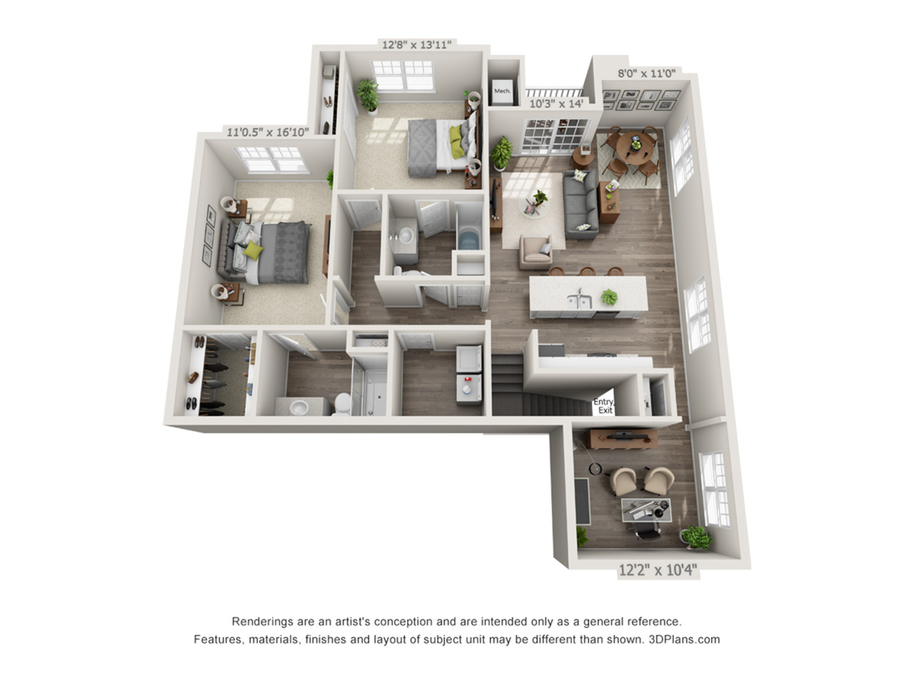 two bed two bath with den and garage at The Glades at Hamilton Greene