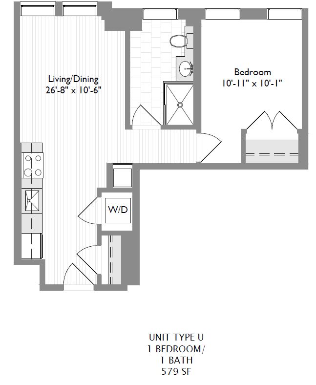 1-Bedroom 1-Bathroom | 579 sqft