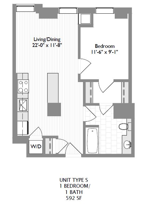 1-Bedroom 1-Bathroom | 590 sqft