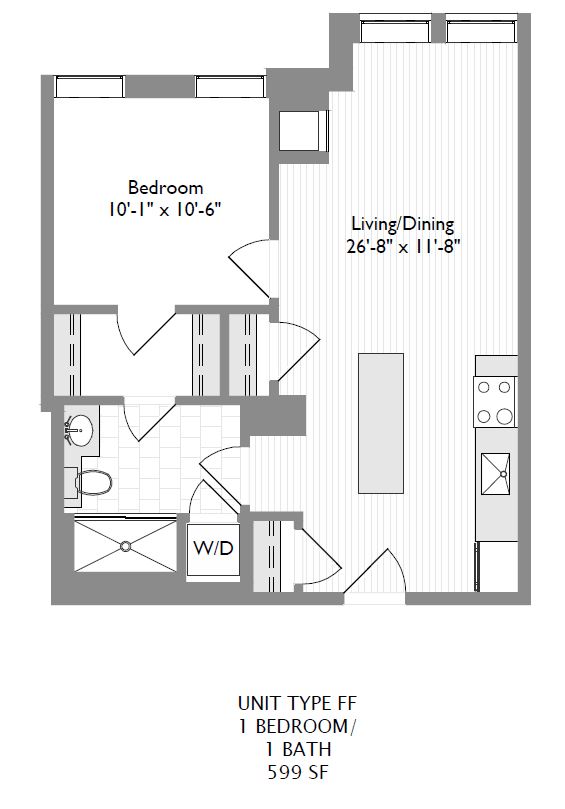 1-Bedroom 1-Bathroom | 599 sqft A