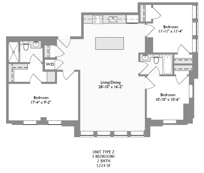 3-Bedroom 2-Bathroom 1,275 sqft