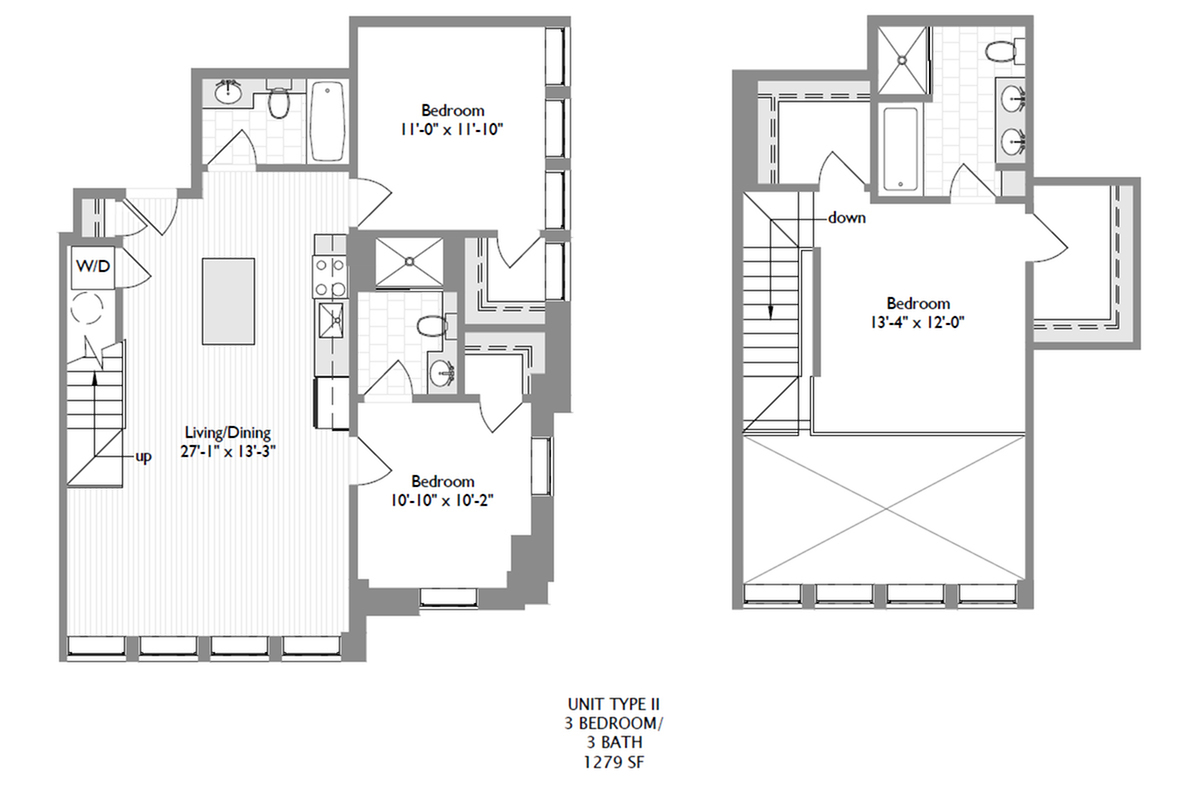 3-Bedroom 3-Bathroom w/ Loft 1,276 sqft