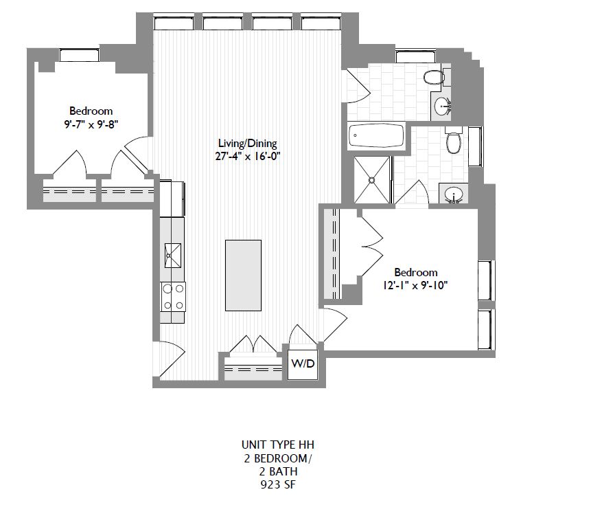 2-Bedroom 2-Bathroom 923 sqft