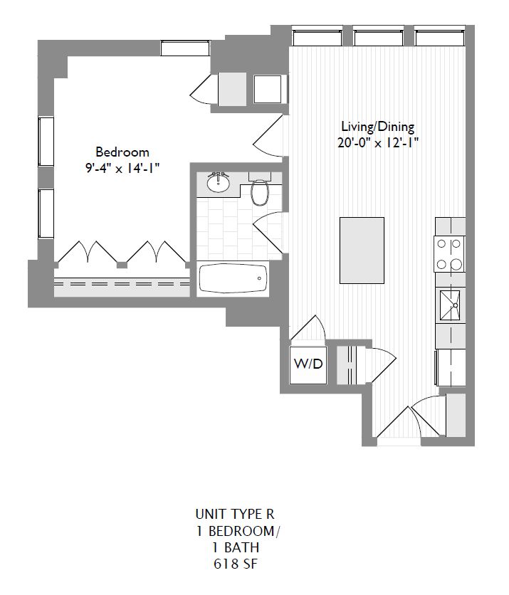 1-Bedroom 1-Bathroom | 616 sqft