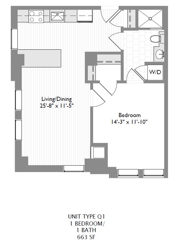 1-Bedroom 1-Bathroom | 663 sqft
