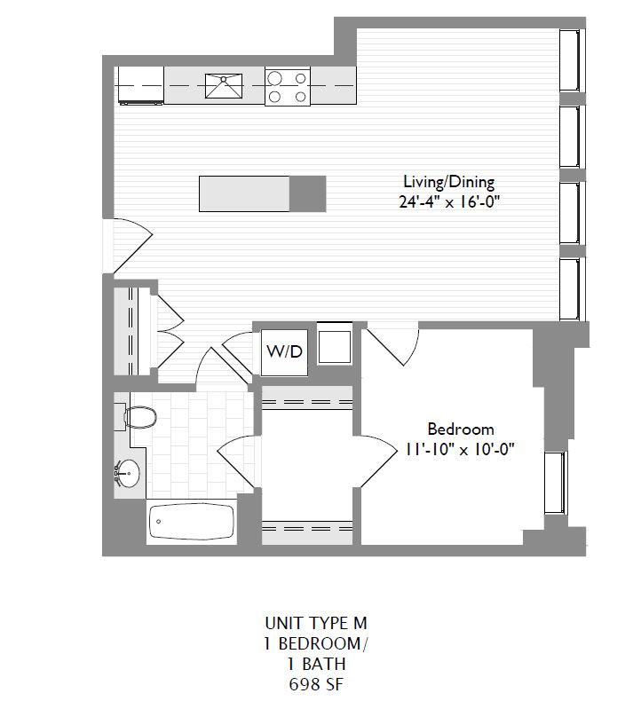 1-Bedroom 1-Bathroom | 698 sqft